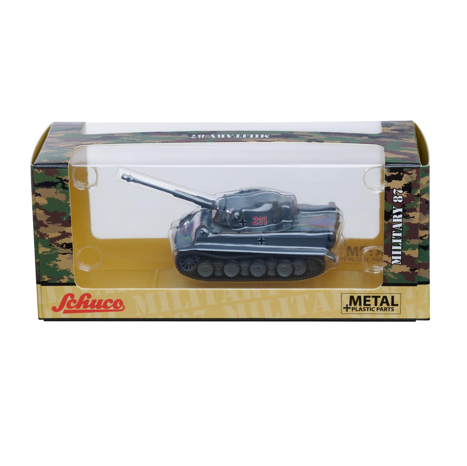 Schuco 1:87 WWII Sd.Kfz.181 Tiger I Panzergrau - Hochwertiges Diecast Modell im Maßstab 1:87, Modellauto, 1:87, Militär, Sammlermodell, Diorama