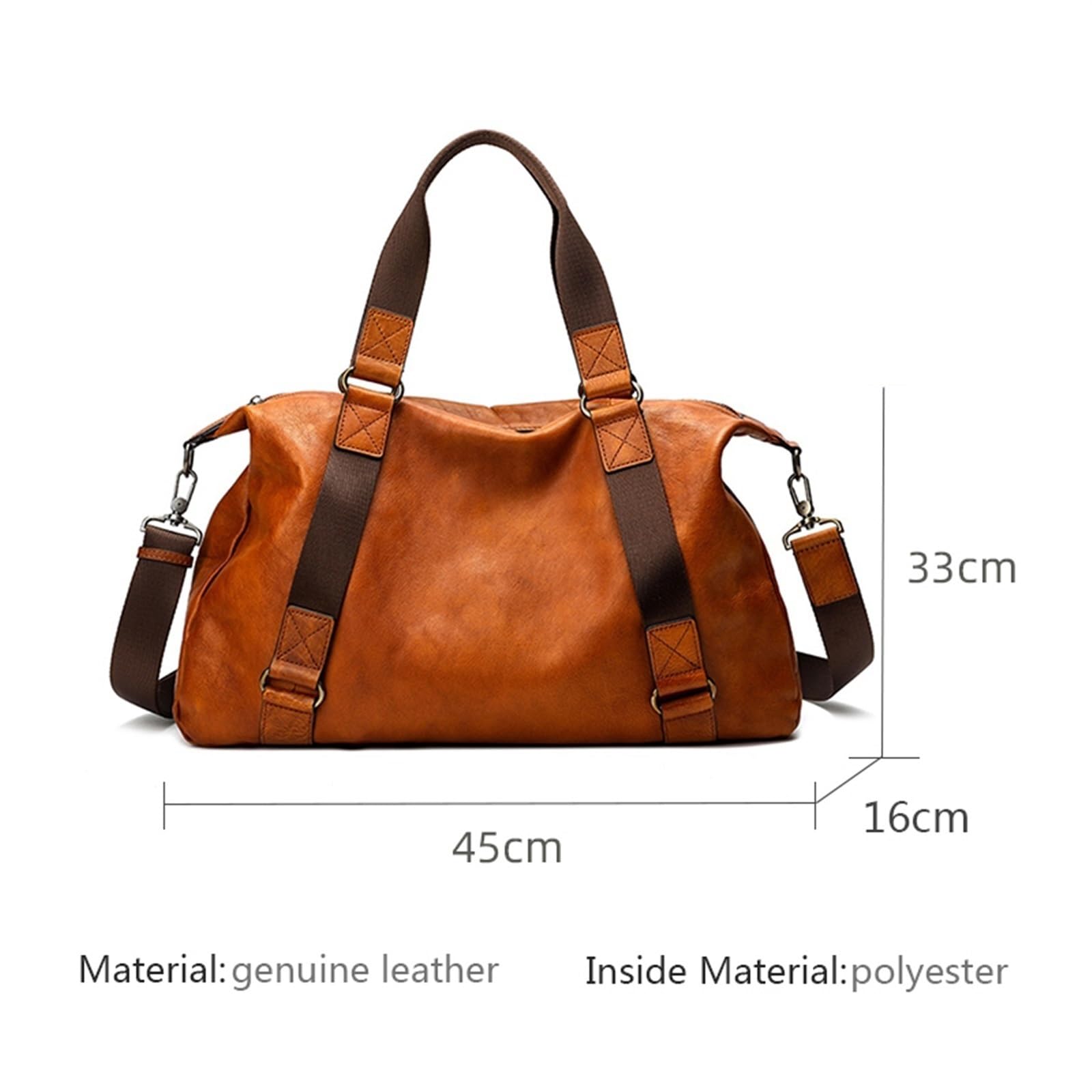 Reisetasche for Herren aus echtem Leder, Gepäcktasche for Männer, Vintage-Reisetasche, Rindsleder, Wochenendtasche, große Herrentaschen Für Reisen oder Fitness(Brown)