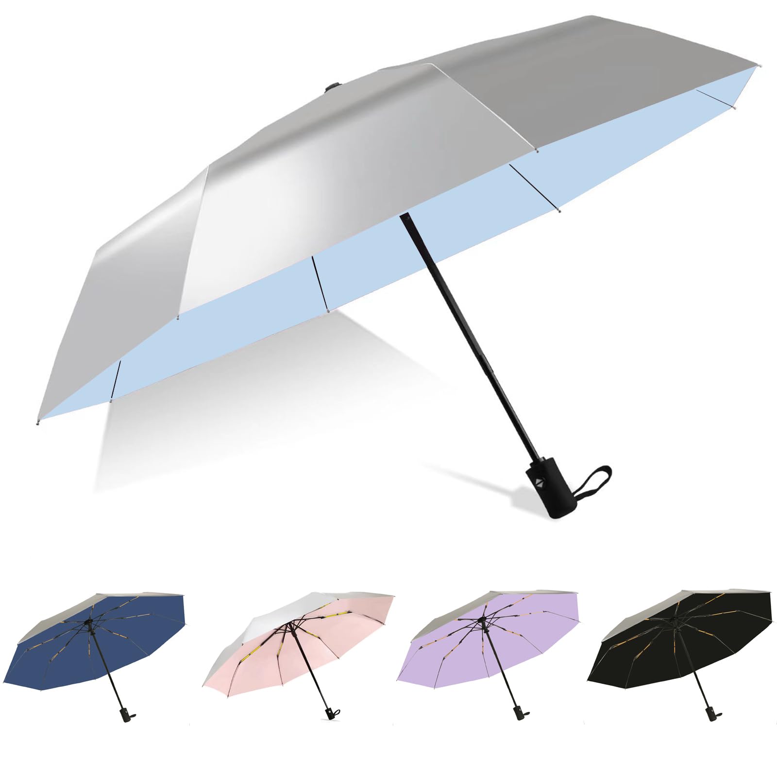 vavcktye UPF 50+ UV Umbrella for Sun Protection Windproof Sun Umbrella with Titanium Coating Compact Lightweight Folding Umbrella for Travel Automatic