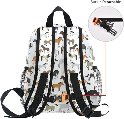 Miniatura 5 de Mochila personalizada con nombre para niños, linda mochila de caballo para viajes de guardería, bolsas de libros preescolares con nombre