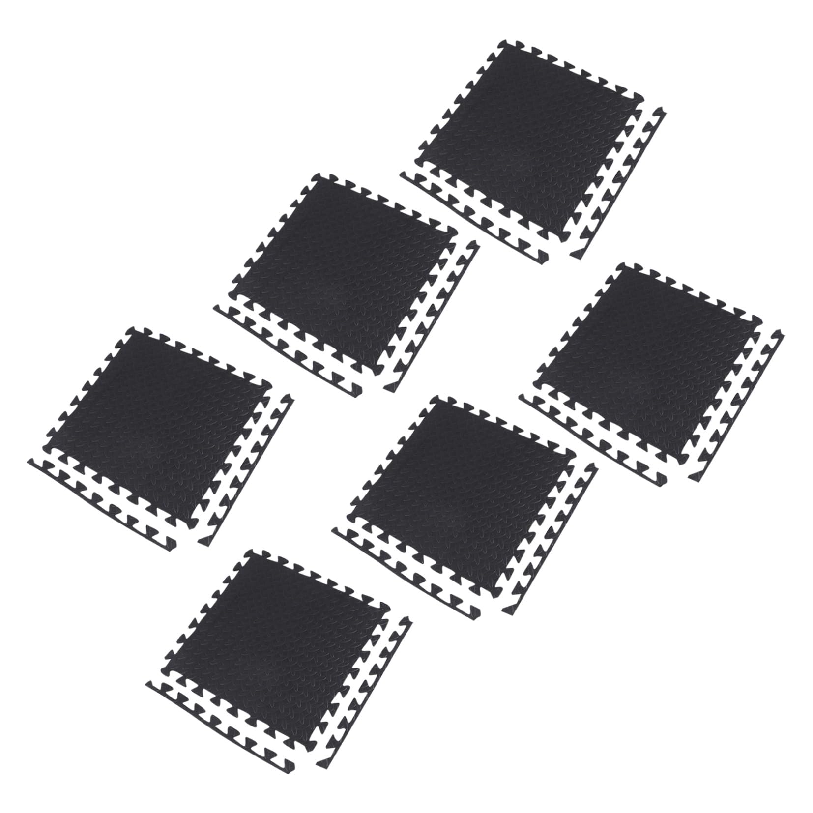 Lot de 16 Dalles de Sol Puzzle en Mousse Eva Antidérapante Gris Motif Feuilles 30x30 Cm pour Salle de Sport à Domicile, Tapis Gym Amortissant et Protection Sol Bordures,