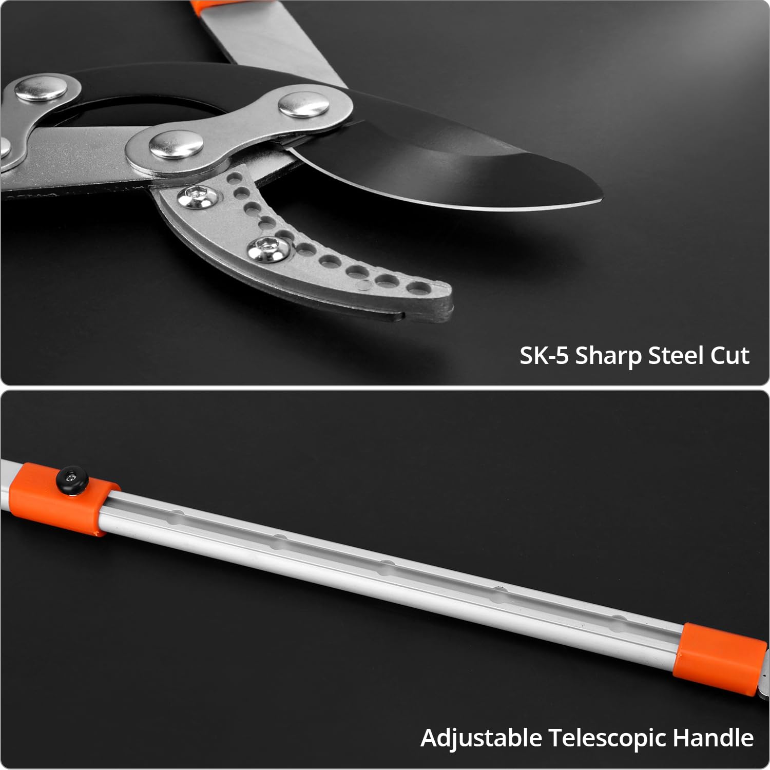 QWORK® Teleskopowe sekatory do gałęzi 68-101 cm, teleskopowe nożyce do gałęzi z regulowanymi uchwytami