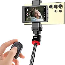 Tela para celular King Ma para vlog e selfie, para Samsung/iPhone, sincronize a câmera traseira usando o clipe magnético para celular e controle remoto Bluetooth para filmagens (Samsung)