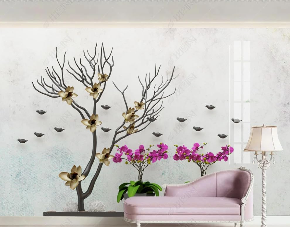 Papier peint fleurs sculptées poster géant mural pour chambre parentale cocooning