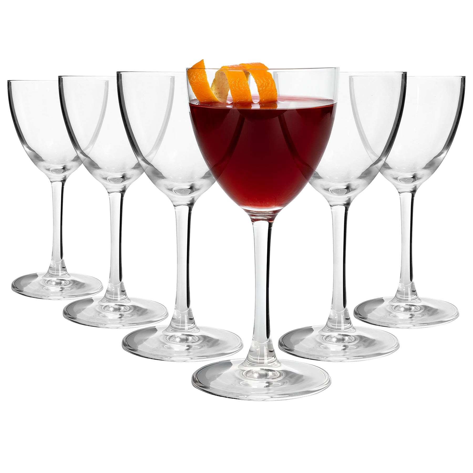 Argon Tableware Hoxton Crystal Nick & Nora Glasses 155ml - Pack of 6, Lead-Free Crystal Cocktail Glass Set, 1930s Vintage Style, Curved Bowl for Martinis & Manhattans, Gift Boxed
