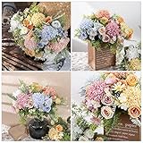 TSLBW 3 Bundles Artificial Flowers Mixed Rose Hydrangea Flower Bouquet Artificial Plants Flowers Decoration Fake Peony Silk Hydrangea Bouquet Decor for Home Wedding Office Table Decoration Gift - Image 7