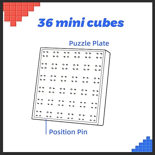 Vista 2 de GAN - Cubo de mosaico, 6 x 6, 36 piezas de 3 x 3 con placa de rompecabezas, con placa de rompecabezas, cubo mágico de juguete para niños y adultos