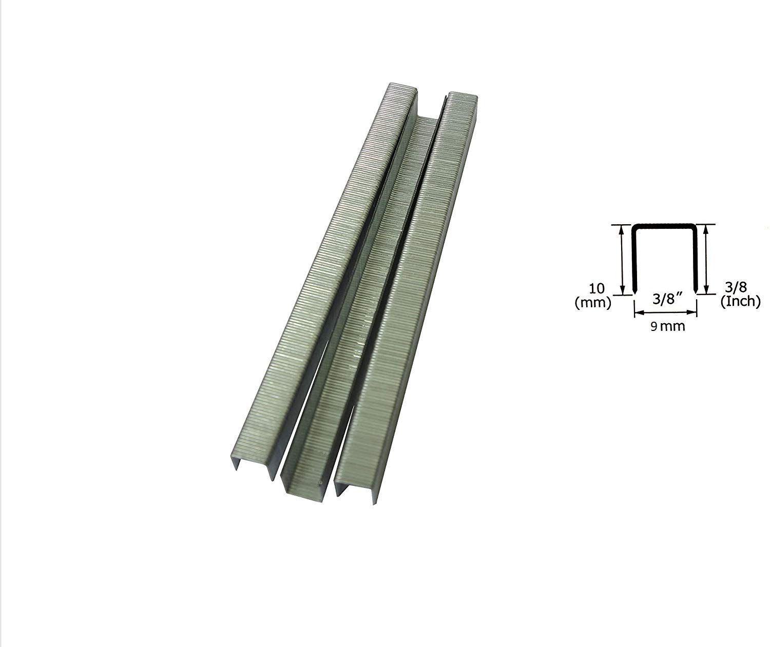 3PLUS 71/10 22 Gauge 3/8-Inch (9mm) Crown 3/8-Inch Leg Length Galvanized Fine Wire Staples, 10,000 per Box, 71 Series Staples