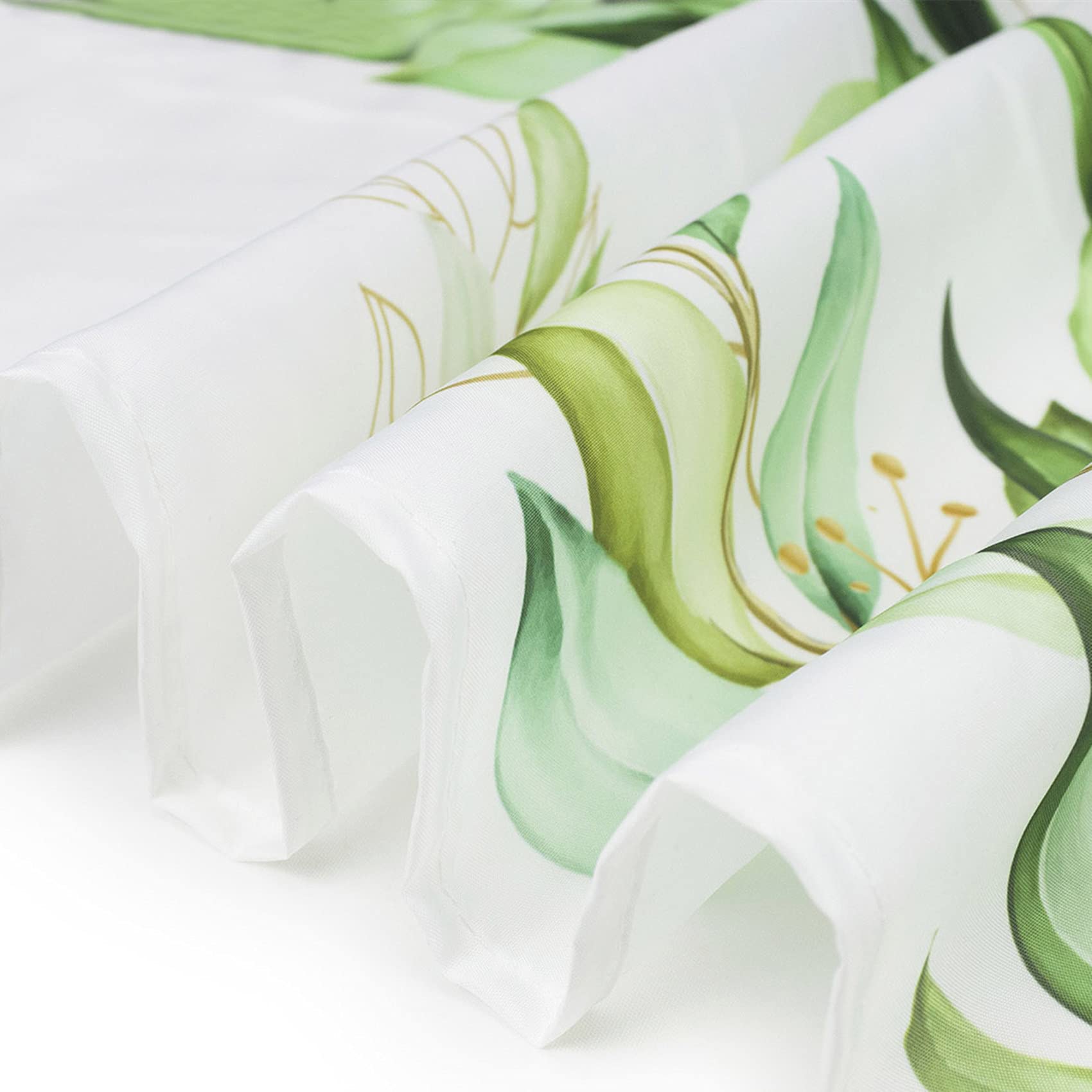 LB Bohemian Floreale Tenda Doccia 180x200cm(LxA) Fiore giallo e viola Tende da Bagno con Ganci, Pianta verde beige Extra Lungo Impermeabile Antimuffa Poliestere Casa Decorazione