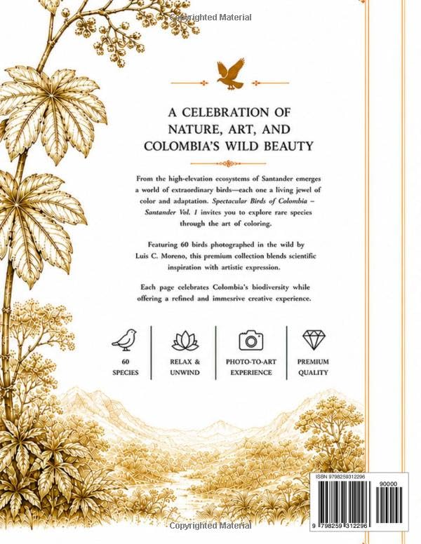 Spectacular Birds of Colombia: Santander - Volume 1: A Premium Coloring Book for Adults image 3