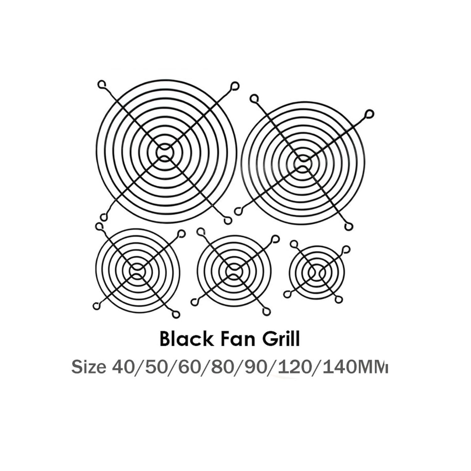 Cooling Fan Grill Metal Finger Guard 5PCS 60mm 80mm 90mm 92mm 120mm 140mm Black Metal Mesh Finger Guard Protective Net(5PCS 80MM)