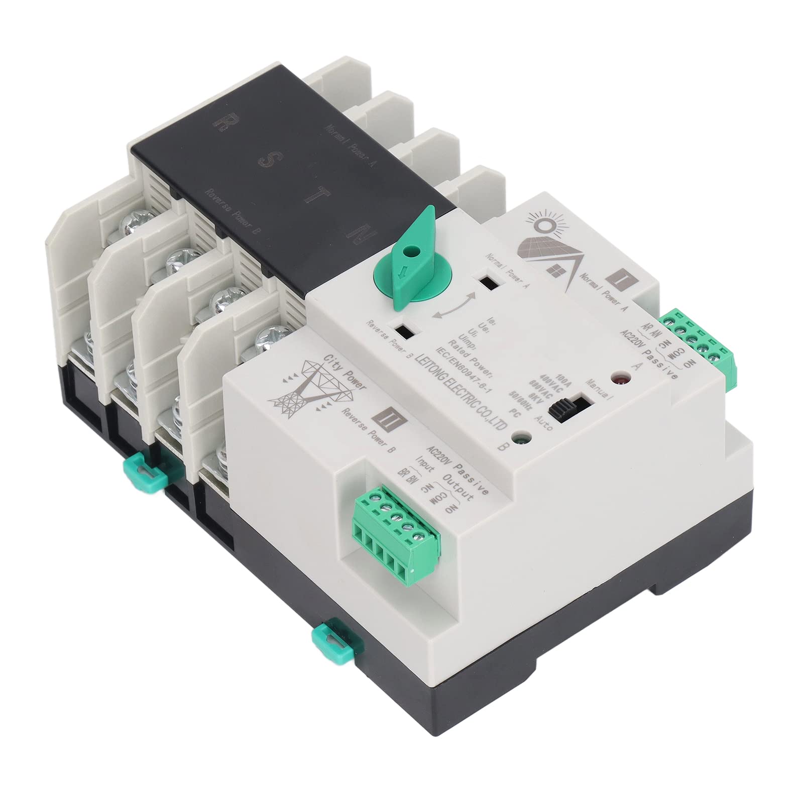 4P Power Switch Controller, Non Interruption Good Insulation Dual Power Automatic Transfer Switch Safe for PZ30 Distribution Box 100A-picture-23