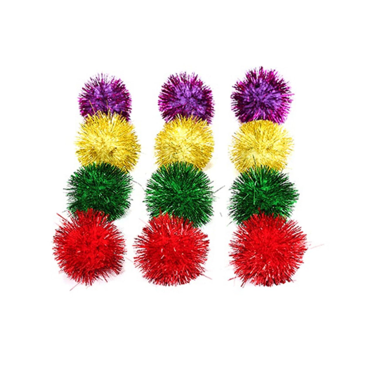HOLIDYOYO 30Pcs Colorful Tinsel Balls Cat Small Glitter Pom Balls for Interactive Play and Exercise Mixed Colors Fun for Cats and Kittens Cat Supplies for Indoor Feline Friends