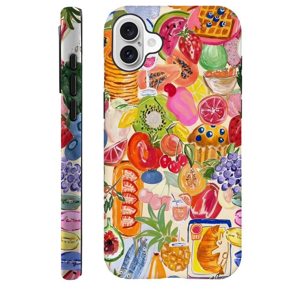 Generic Compatible with for iPhone 16 Plus,Fruit Collage Exotic Colorful Phone Case for Girl Women Boy Men,Scratch Resistant Shockproof Cover Phone