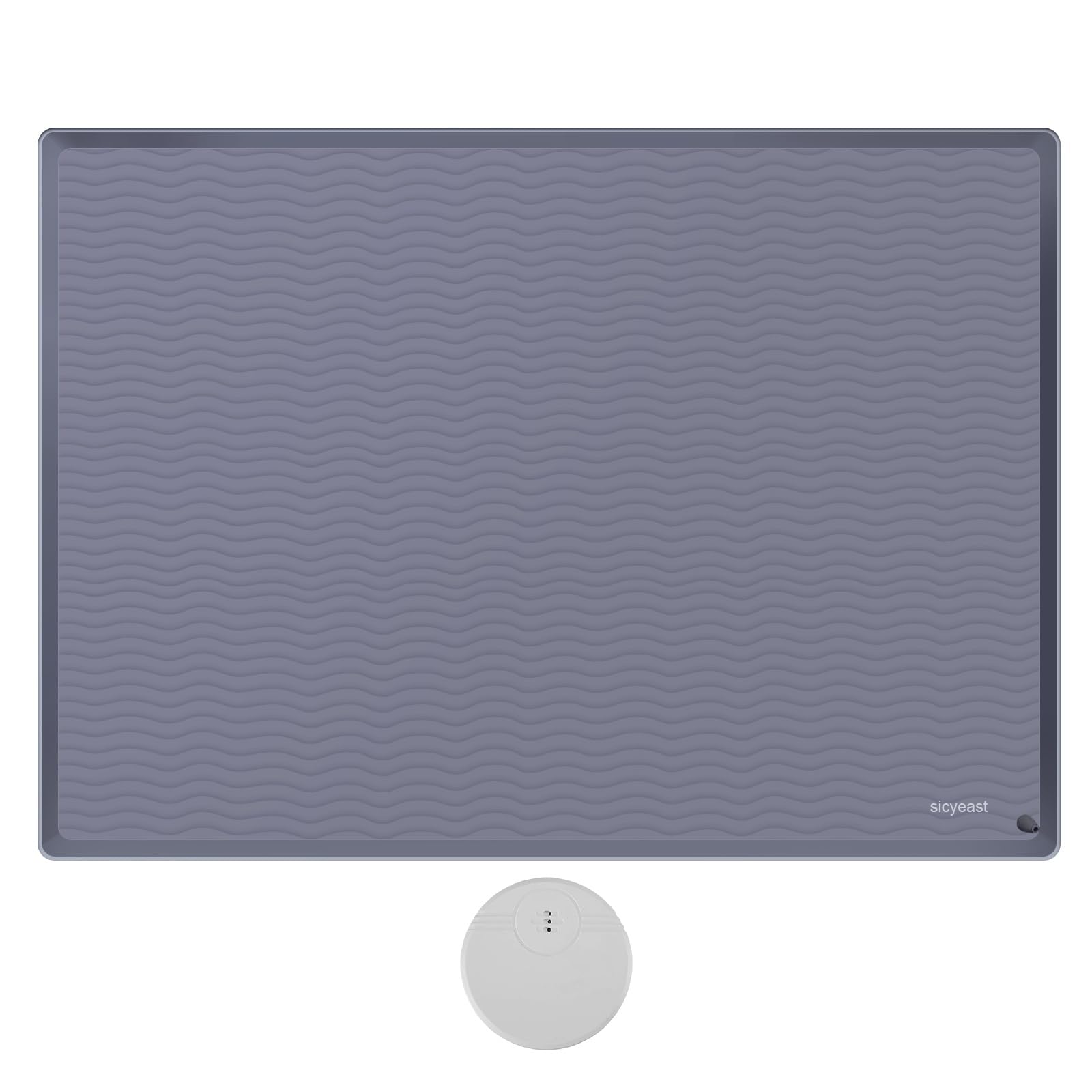 Under Sink Mat for Kitchen Waterproof, 31'' x 22'' Under Sink Mats for Bottom of Kitchen Sink, Cabinet Protection Under Sink Tray with Water Leak Alarm, Under The Sink Liner Rubber Mat, Grey