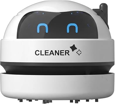 Desktop Vacuum Cleaner, Portable Mini Table Dust Sweeper Energy Saving Cute USB Vacuum for Picking up Eraser Crumbs Pet Hairs Flakes Tiny Items on Desk Tabletop Keyboard White