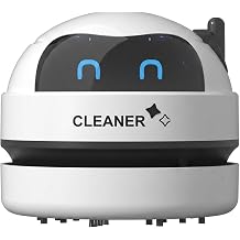 Desktop Vacuum Cleaner, Portable Mini Table Dust Sweeper Energy Saving Cute USB Vacuum for Picking up Eraser Crumbs Pet Hairs Flakes Tiny Items on Desk Tabletop Keyboard White