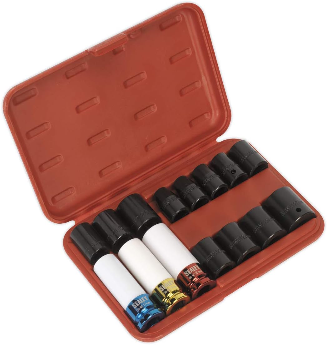 Sealey AK5615M Impact Socket & Wheel Nut Remover Set 15pc 1/2"Sq Drive