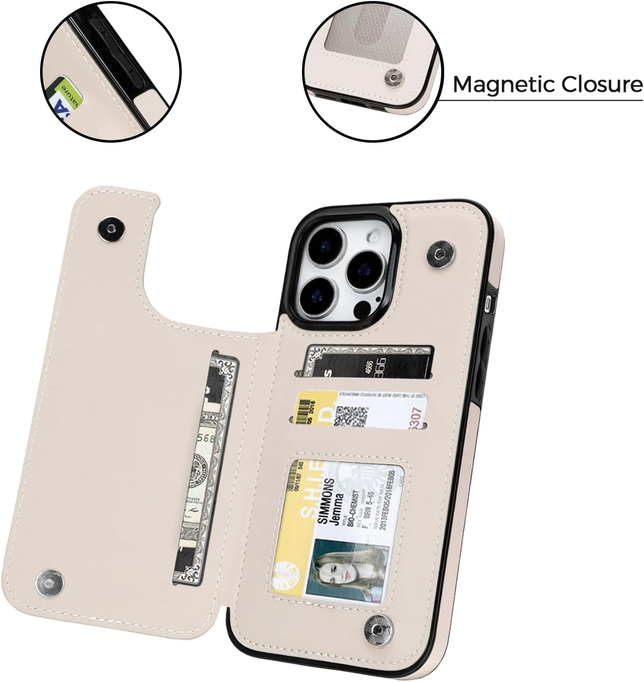 uCOLOR Flip Leather Wallet Case Card Holder for iPhone 12 Pro/12 Women and Girls with Card Holder Kickstand Marble Design Compatible with iPhone 12/iPhone 12 Pro 5G 6.1 inch (Desert Flowers) - Image 4