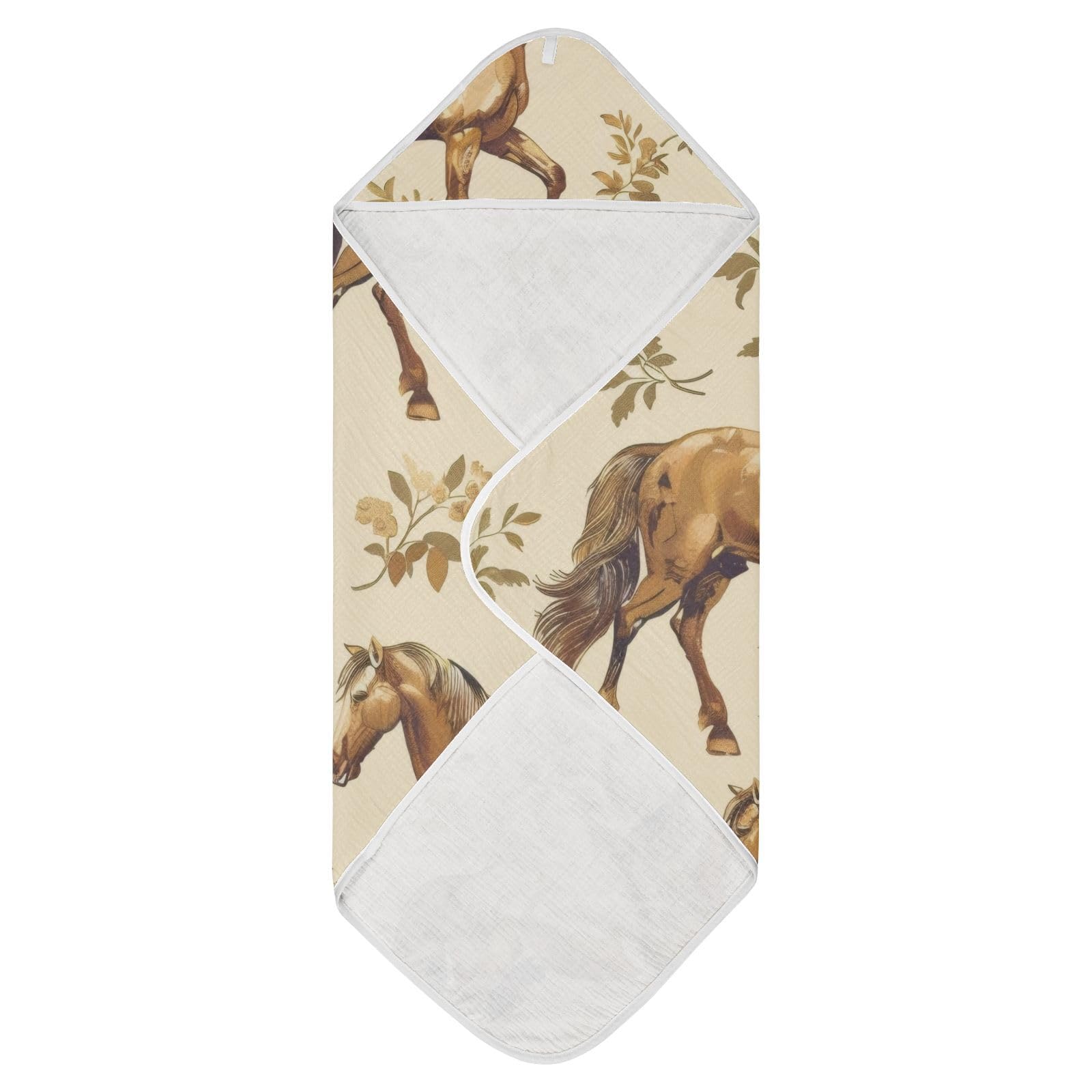 PaChyLuu Vintage Horses Baby Hooded Towel Soft Cotton Baby Towels Ultra Absorbent Bath Towel for Babies Boys Girls, 35x35 Inch