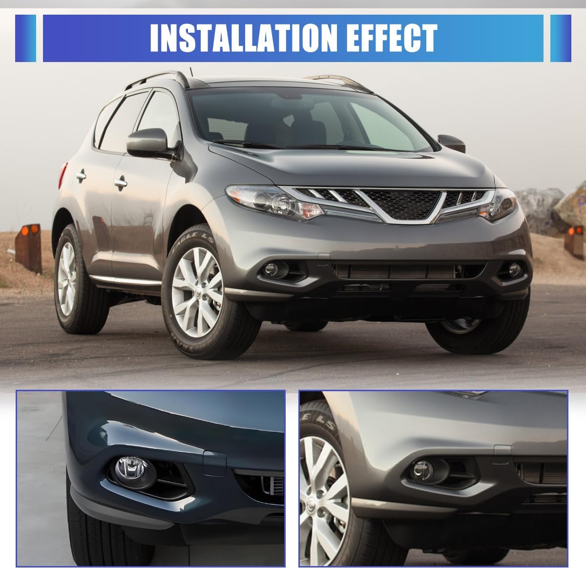 Winjet Fog Light Bezels For 2011 2012 2013 2014 Nissan Murano,Black PC Material Fog Light Cover Replacement A Pair Fog Light Bezel Cover Driver & Passenger Side Fog Lamp Bezels