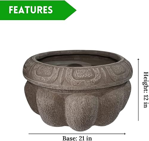 Miniatura 2 de Elly Décor Maceta de plástico Cantera de 21 x 10 pulgadas, diseño de cantera decorativa para plantas de interior y exterior, maceta redonda, cantera