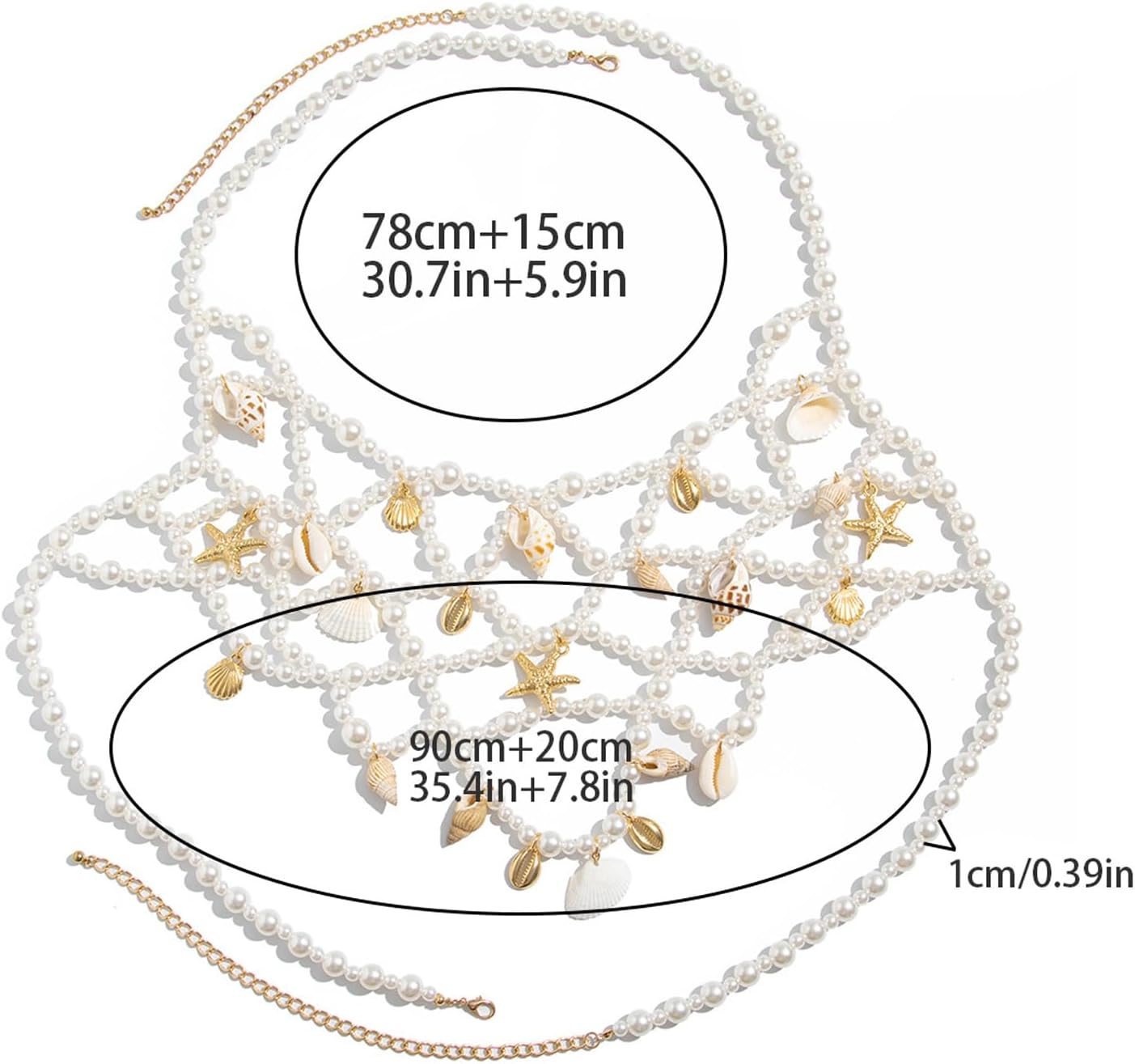 Sexy White Pearl Shell Body Chain Bra Summer Beach Multi-layered Conch Bead Lingerie Chain Wedding Festival Pearl Starfish Tassel Chest Chain Jewelry for Women - Image 6