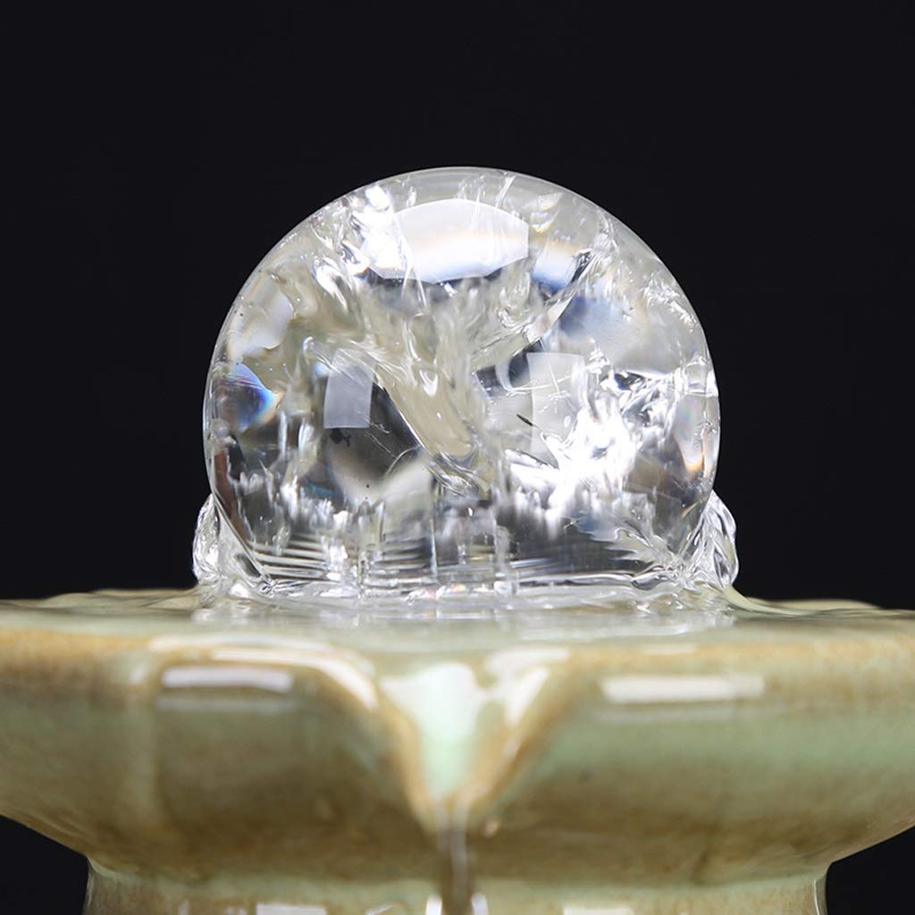 7.4 in.Fontana d'acqua antica con lampada a led ceramica della fontana dell'acqua ornamenti dell'umidità dell'interno del feng shui della ruota di apertura della ruota fortunata di apertura fortunata