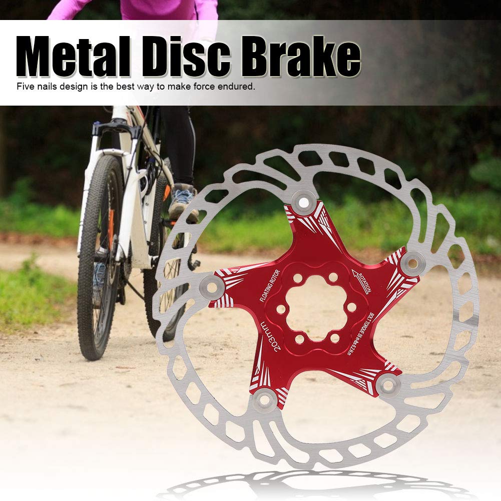 Hochwertiges Metall-Mountainbike-Fahrrad, 203 mm, Fünf-Nagel-Scheibenbremse, Scheibe, Bremsbelag (Rot)