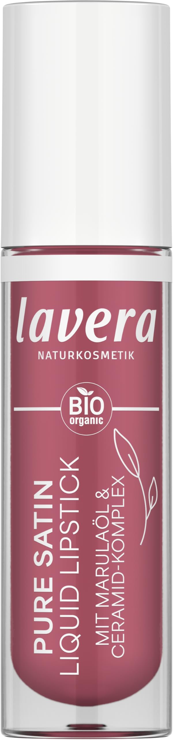 lavera Pure Satin Liquid Lipstick, Wild Mauve 03, intense colour results, nourishing formula, soft, shiny finish