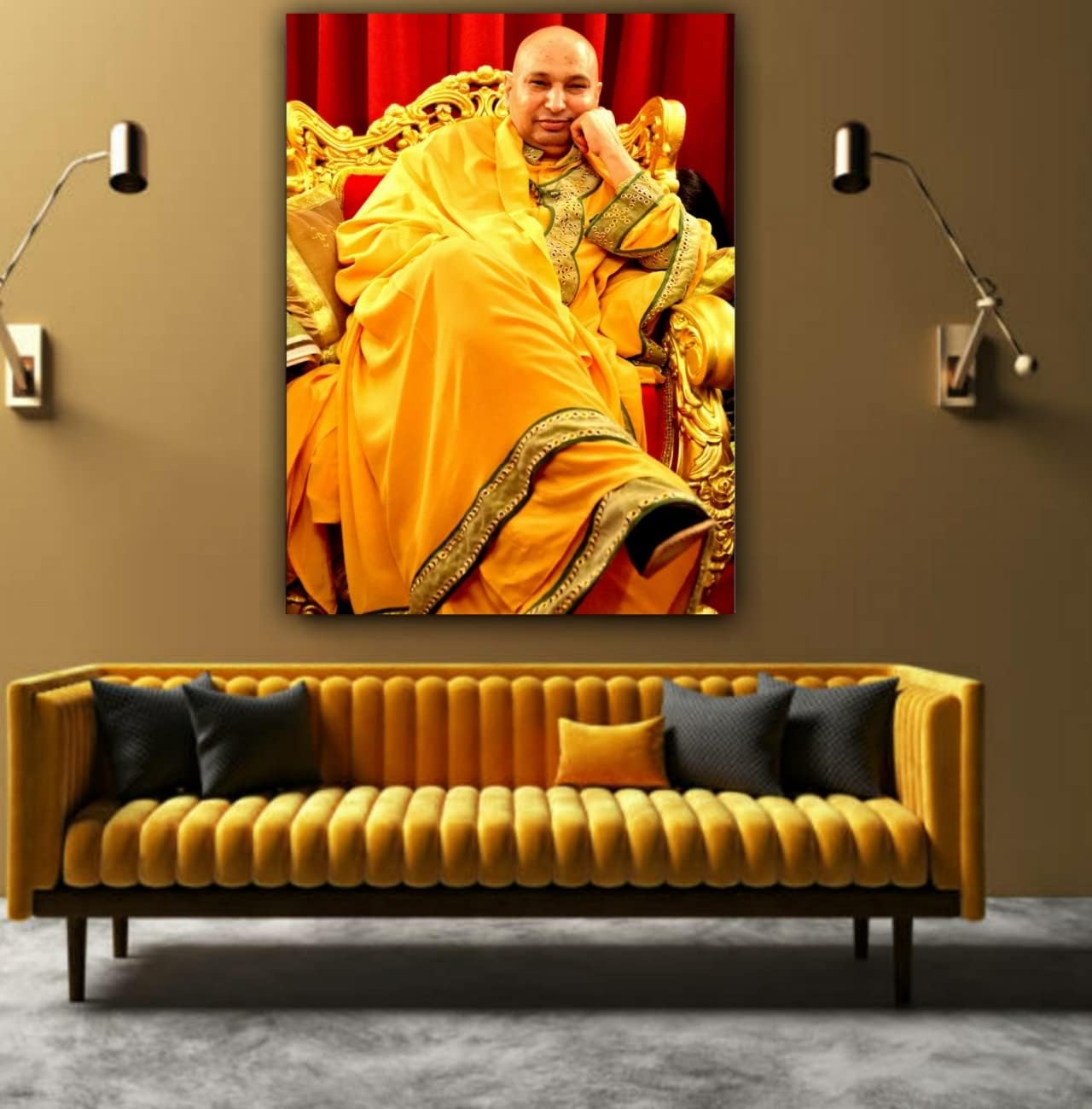7 Colours Decors Guruji Photo With Frame Canvas Big Large Size Guru ji Swaroop Photo Frame (with Frame)(18 by 24Inches)