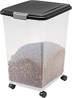 Vista 7 de IRIS USA - Recipiente hermético de 50 libras/69 cuartos de galón. IRIS USA WeatherPro - Contenedor hermético para alimentos para mascotas, con Negro