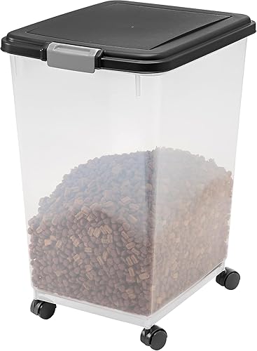 Miniatura 7 de IRIS USA - Recipiente hermético de 50 libras69 cuartos de galón. IRIS USA WeatherPro - Contenedor hermético para alimentos para mascotas, con ruedas