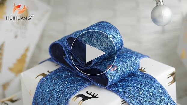 Amazon.com: HUIHUANG Navy Blue Wired Christmas Ribbon 4 inch