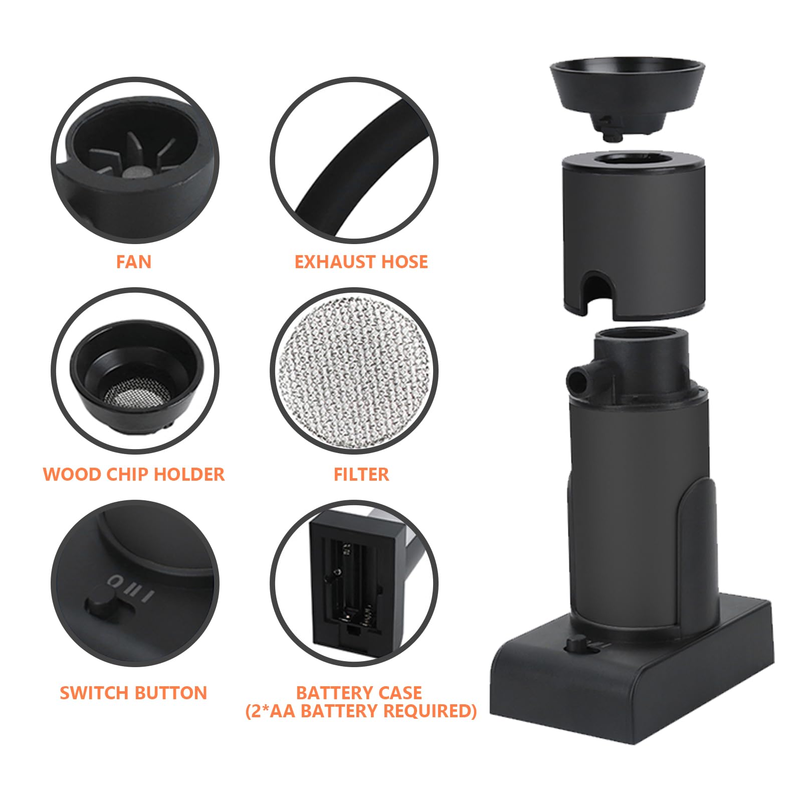 Food Smoking Gun, affumicatore da cucina con coperchio a cupola e 4 trucioli di legno, infusore di fumo freddo per cocktail, barbecue, bevande, formaggio, bistecche sous vide