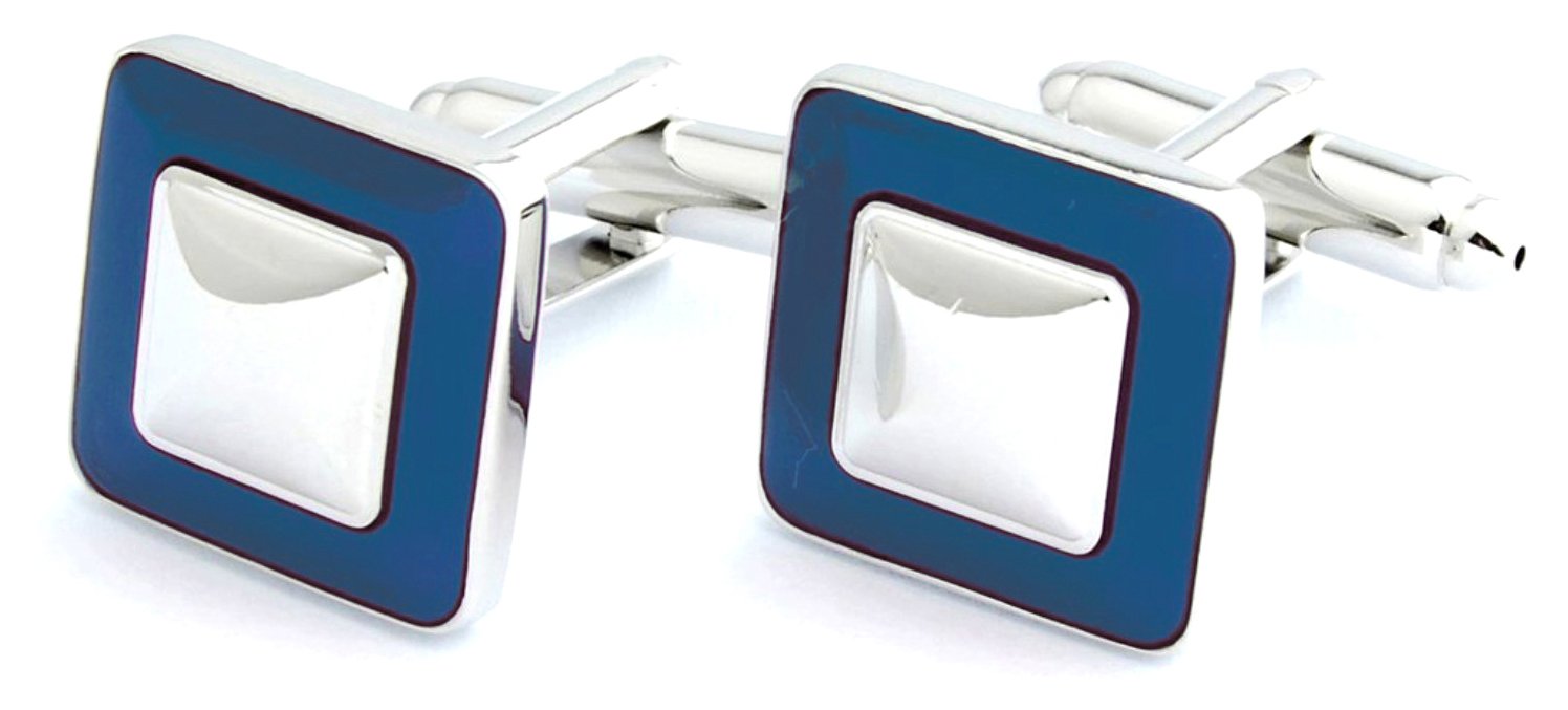 Peluche Classy Resin Enamel Cufflinks for Men (Blue)