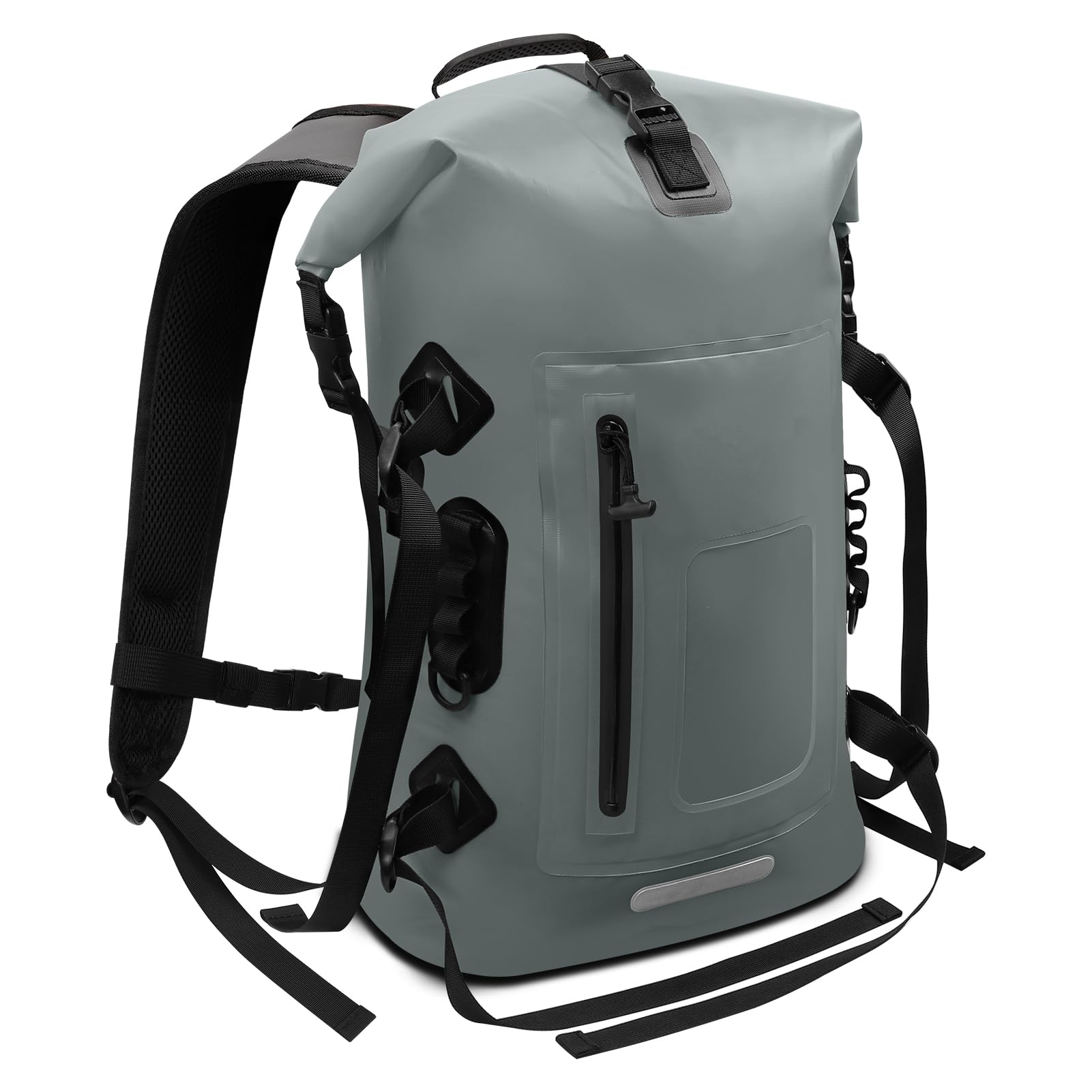 Wasserdichter Rucksack 30-35L, Rolltop Waterproof Backpack Mit Gepolstertem Tragegurt, Wasserdichtem Reißverschluss Wasserdichte Tasche, Dry Bag Für Wassersport Radfahren Outdoor Wandern (Grau)
