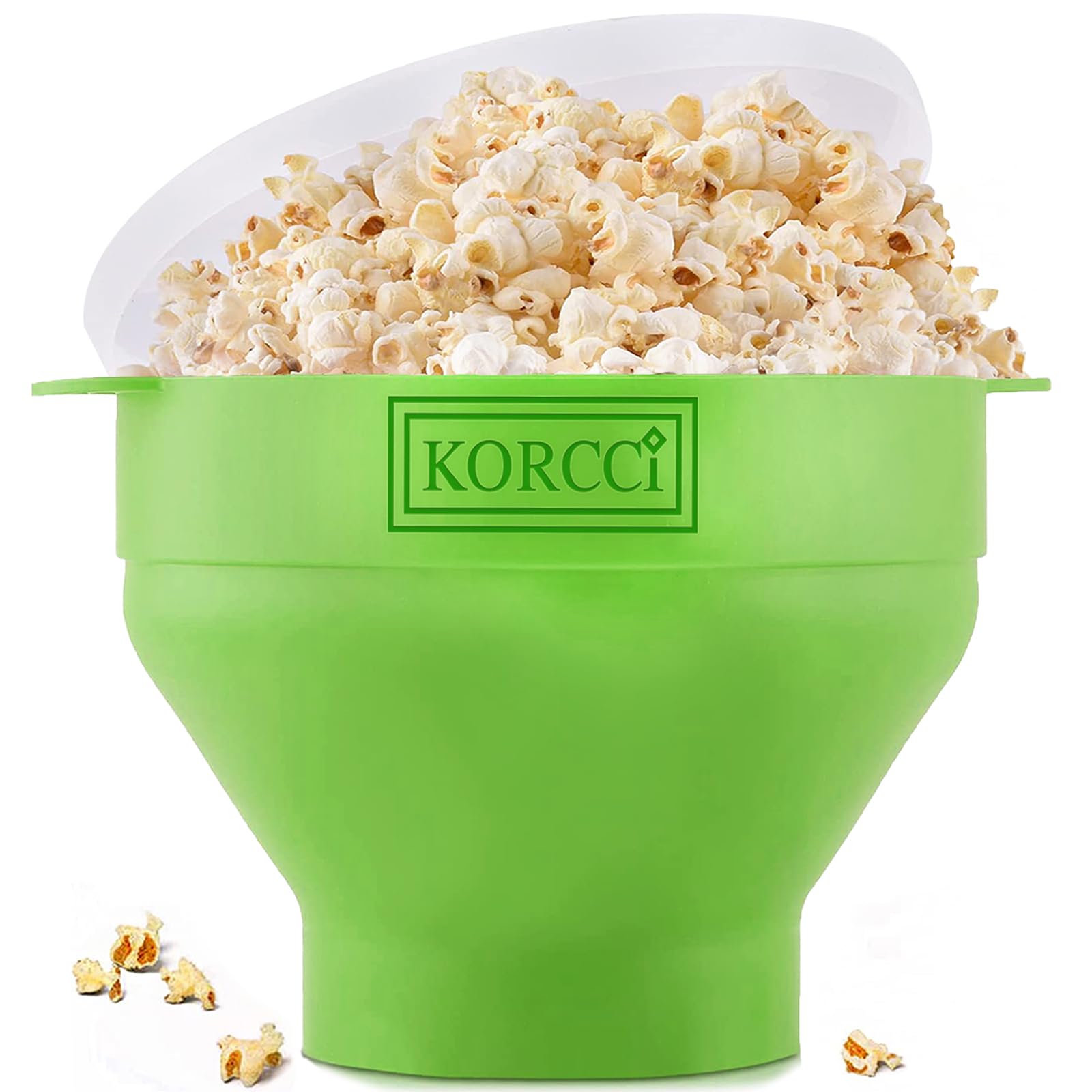 The Original Korcci Microwaveable Silicone Popcorn Popper, BPA Free Microwave Popcorn Popper, Collapsible Microwave Popcorn Maker Bowl, Dishwasher Safe - Green