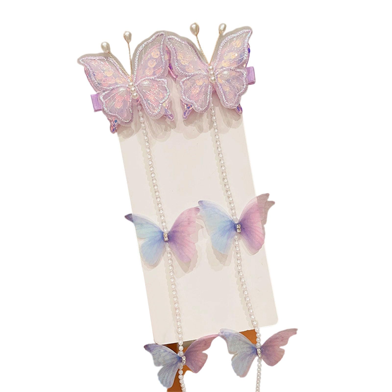 YUXITA Pearls Butterfly Hair Chain Clip Elegant Braided Hair Accessory For Weddings Parties Securely Hold Lightweight Design