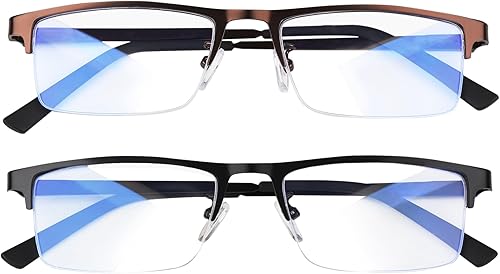 Anourney Blue Light Blocking Glasses, Lightweight Metal Half Frame Computer ReadingGamingTVPhones Glasses,Filter UV RayComputer Glare with Spring Anourney Blue Light Blocking Glasses, Lightweight Metal Half Frame Computer ReadingGamingTVPhones Glasses,Filter UV RayComputer Glare with Spring