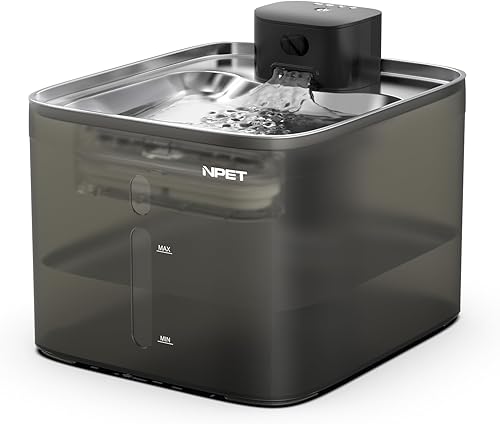 NPET Fuente de agua inalámbrica para gatos, fuente para mascotas de 4 l1 galón con sensor de movimiento inteligente, batería recargable de 4000 mAh