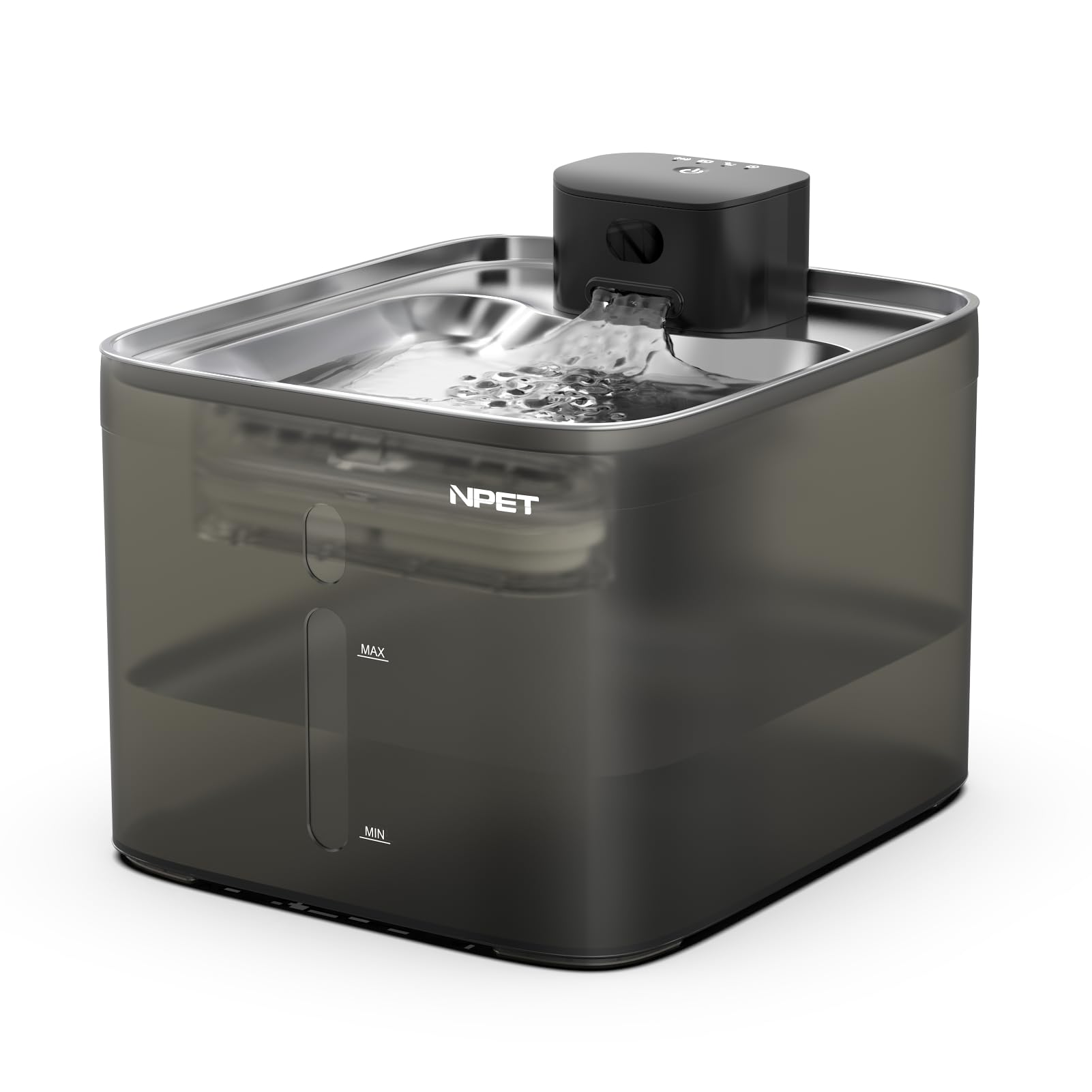 NPET Wireless Cat Water Fountain, 4L/1Gallon Battery Operated Pet Fountain with Smart Motion Sensor, 4000mAh Rechargeable Battery & Quiet Pump, Automatic Cordless Water Dispenser for Cats, Dogs,Pets