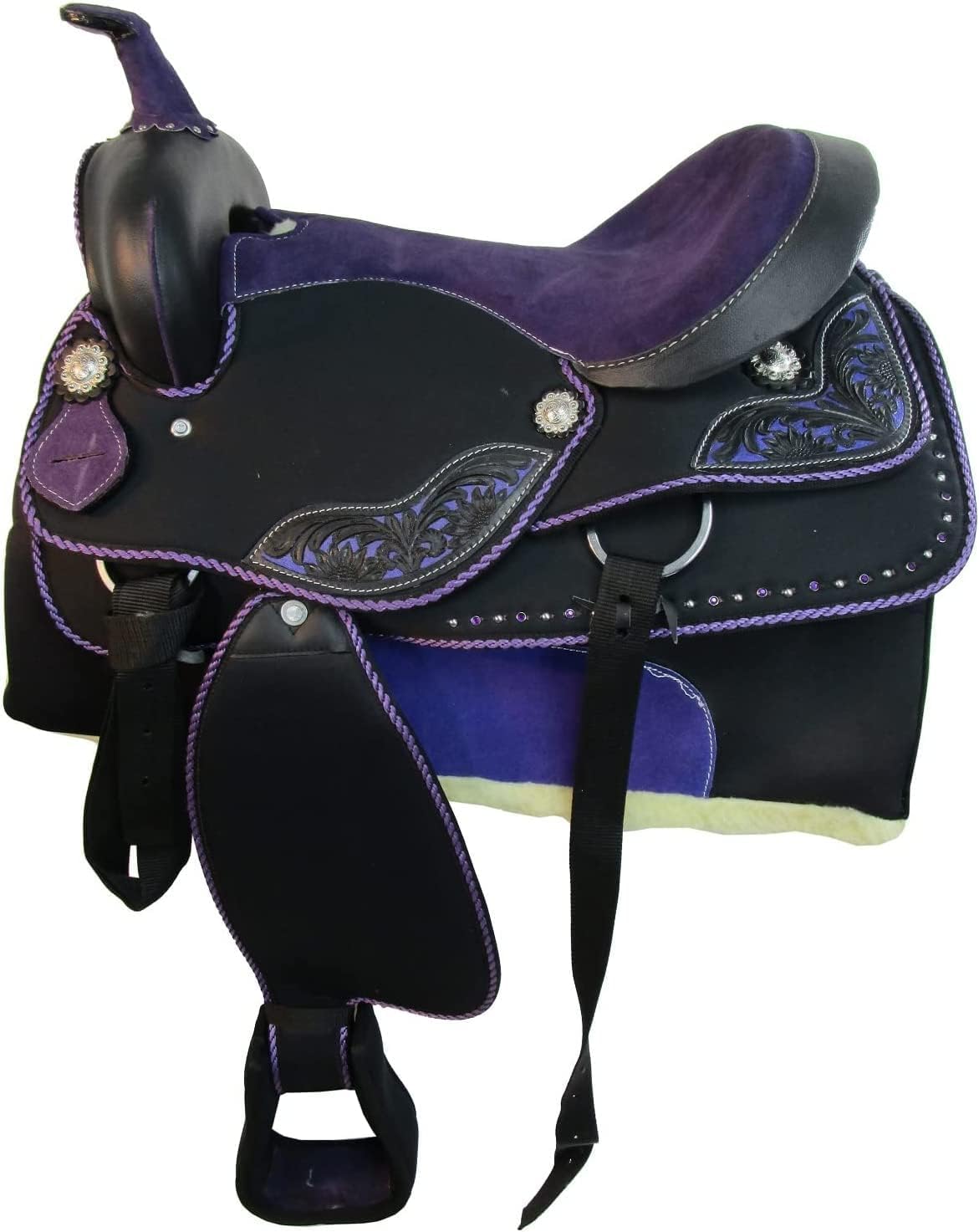 Western Barrel Racing Handmade Synthetic Cordura Horse Saddle Lightweight Trail Tack Equestrian Get Matching Headstall, Breastplate & REINS, Pad Size: 10-18 inches Seat, TR20