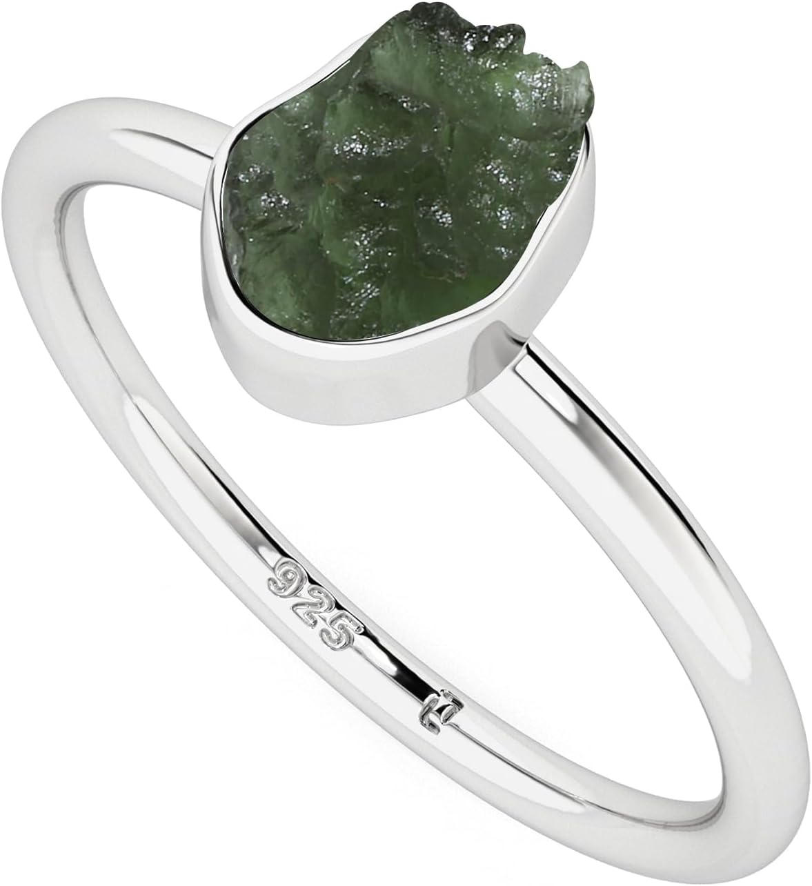 Natural Rough Gemstones Stackable Ring for Women in Sterling Silver, Birthstone Jewelry Gifts for Her (Bezel-Set)