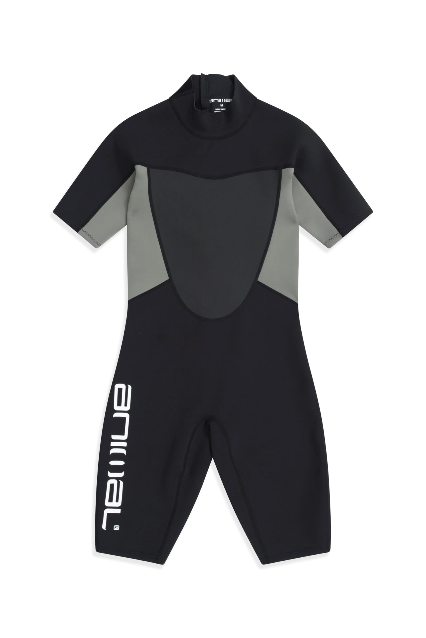 Animal Slater Men's 2mm Shorty Wetsuit - Thick Beach Suit with Back Zip Entry & Flat Seams - Spring Summer, Beach, Swimming, Water Sports Black XL