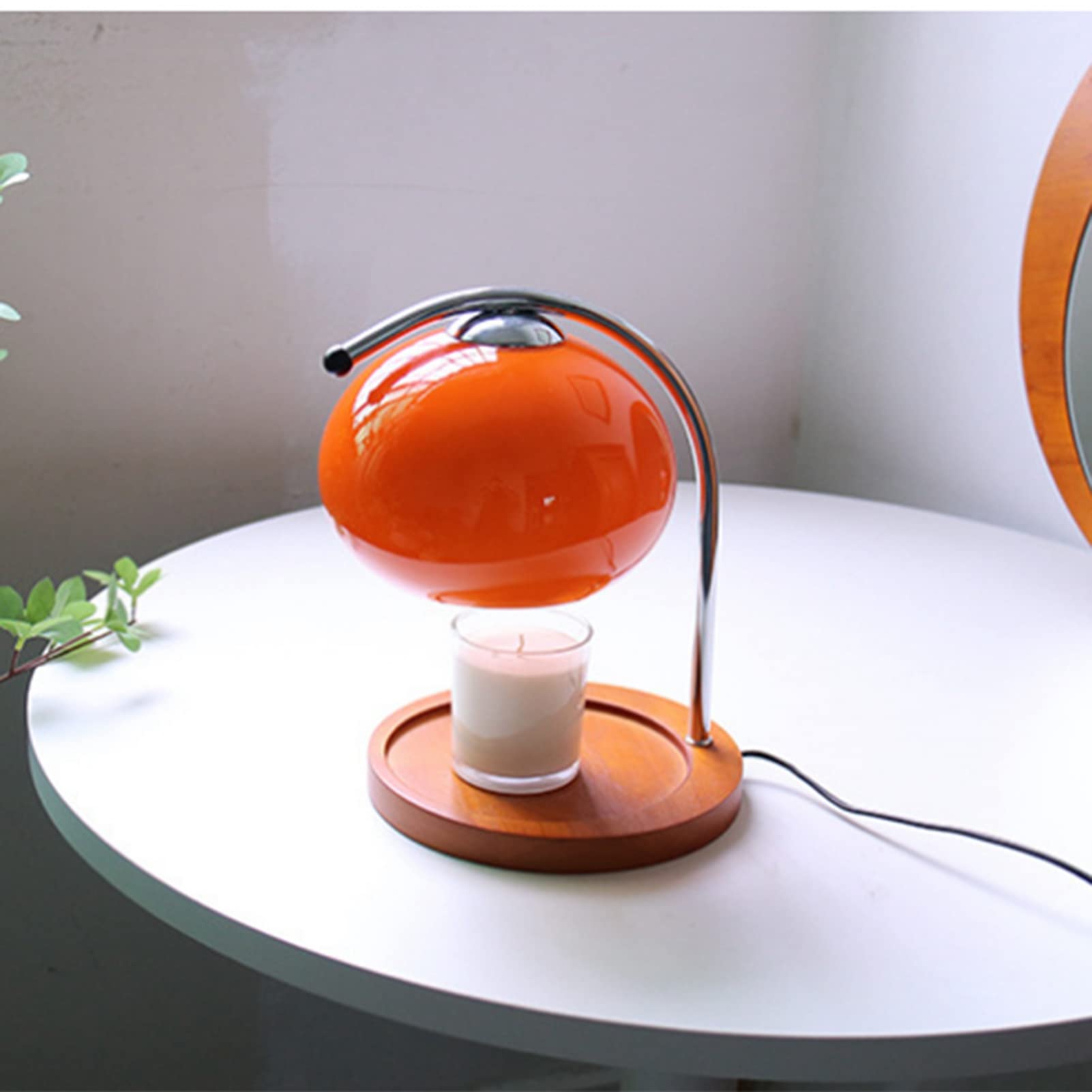 Tnfeeon Aromakerzen-Schmelzlampe, Dimmbare Holz-Metall-Glas-Einstellbare Kerzenwärmer-Lampe für Schlafzimmer (Dimmschalter)