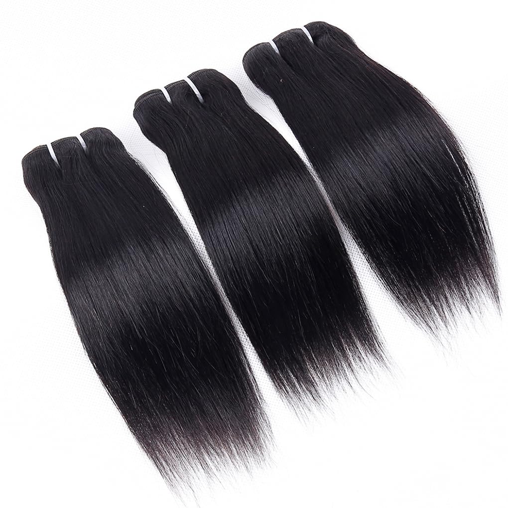 Straight Bundles Human Hair 8 8 8 Inch 100% Unprocessed Brazilian Virgin Hair Straight Weave Bundle Human Hair Bundles Real Natural Black Human Hair Extensions - Image 2