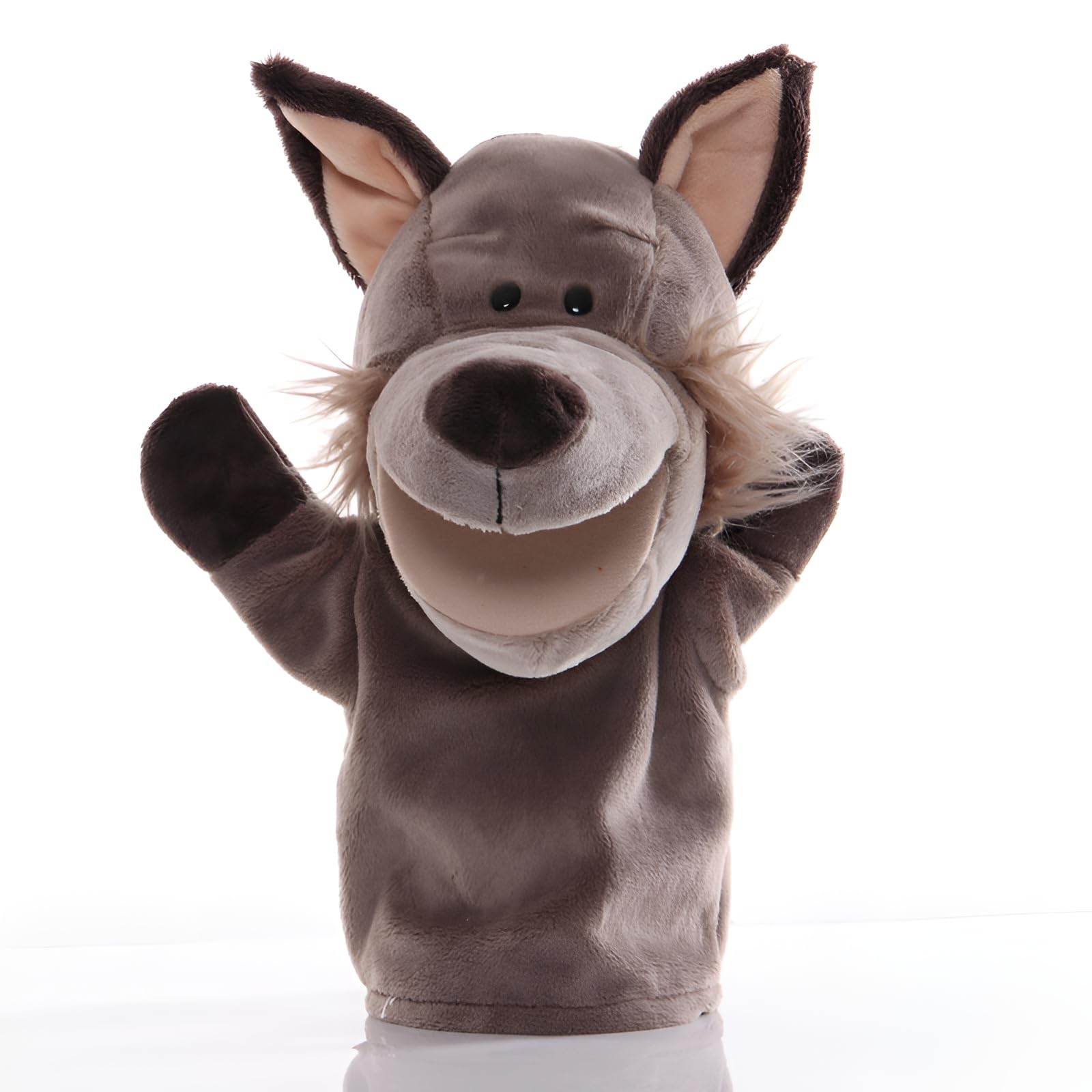 Proumhang Títeres de Mano para los Niños, de Peluche Suave Zoo de Animales de Marionetas para Niños Pequeños Niños Niñas,Grandes Bocas Móviles Lobo 25cm