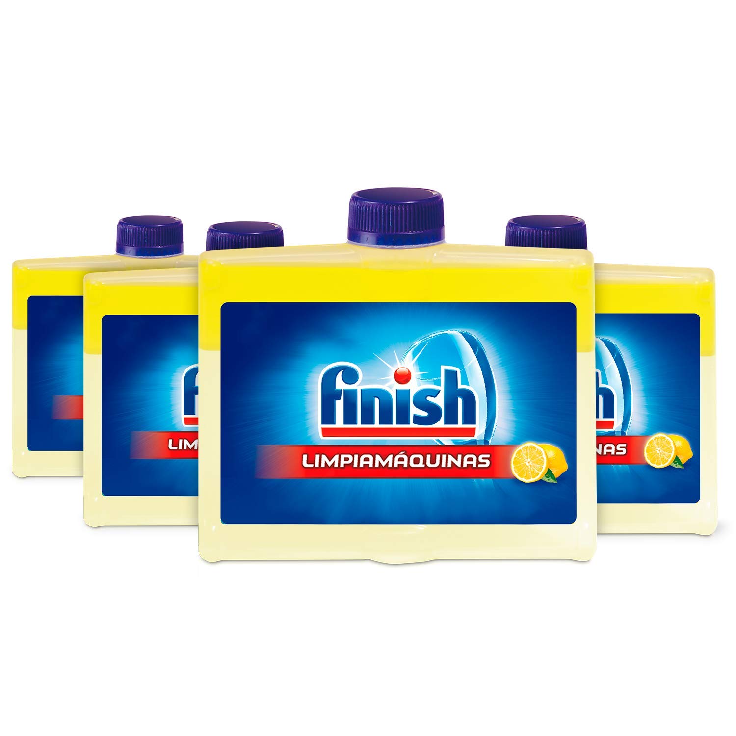Finish Dishwasher Cleaner 250ml 4 Pack, 5X Power Actions,Lemon Sparkle Cleaning