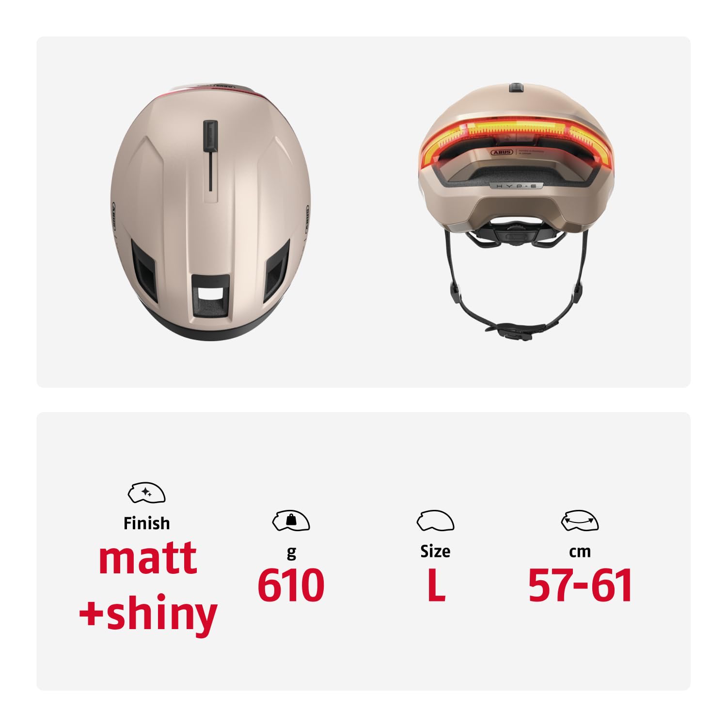 ABUS Fahrradhelm HYP-E - Helm mit Frontlicht, Rücklicht und Blinklicht - geeignet auch fürs Fahrradfahren auf E-Bike und S-Pedelec - für Jugendliche und Erwachsene